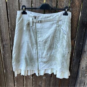 Yest Netherlands Linen Cotton Layered Floral Embroidery Zip Skirt Sz 12